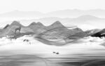 无框画客厅山水画 TIF分层图