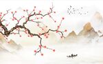 梅花山水新中式背景墙