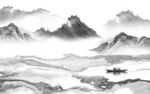 新品灰山水画 tif文件分层