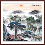 迎客松山水画