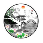 水墨江南圆框画