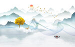 新中式山水背景墙