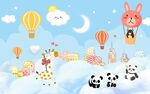卡通美丽天空云朵背景墙