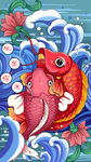 国潮插画年年有鱼富贵吉祥手绘