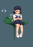 吹泡泡的可爱女孩插画