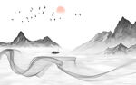 无框画新式山水 tif分层画 