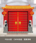 舞台童话剧古代大红门道具