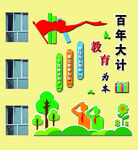 校园教育主题墙雕刻展板