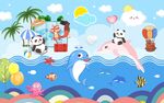 卡通海豚表演背景墙
