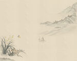 纯手绘高清兰花山水背景墙