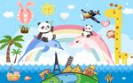 儿童姐妹海豚海边背景图片