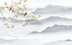 兰花花鸟新中式电视背景墙