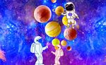 宇航员作业星空背景墙