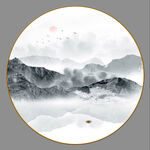圆形山水画