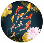 现代轻奢九鱼图装饰画