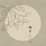 手绘柿子