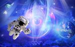 漩涡星系星空太空宇航员背景墙
