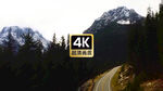 航拍远山森林道路