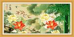 荷花九鱼图