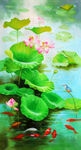 油画荷花壁画