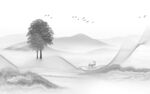 别墅 灰色山水 TIF分层画 