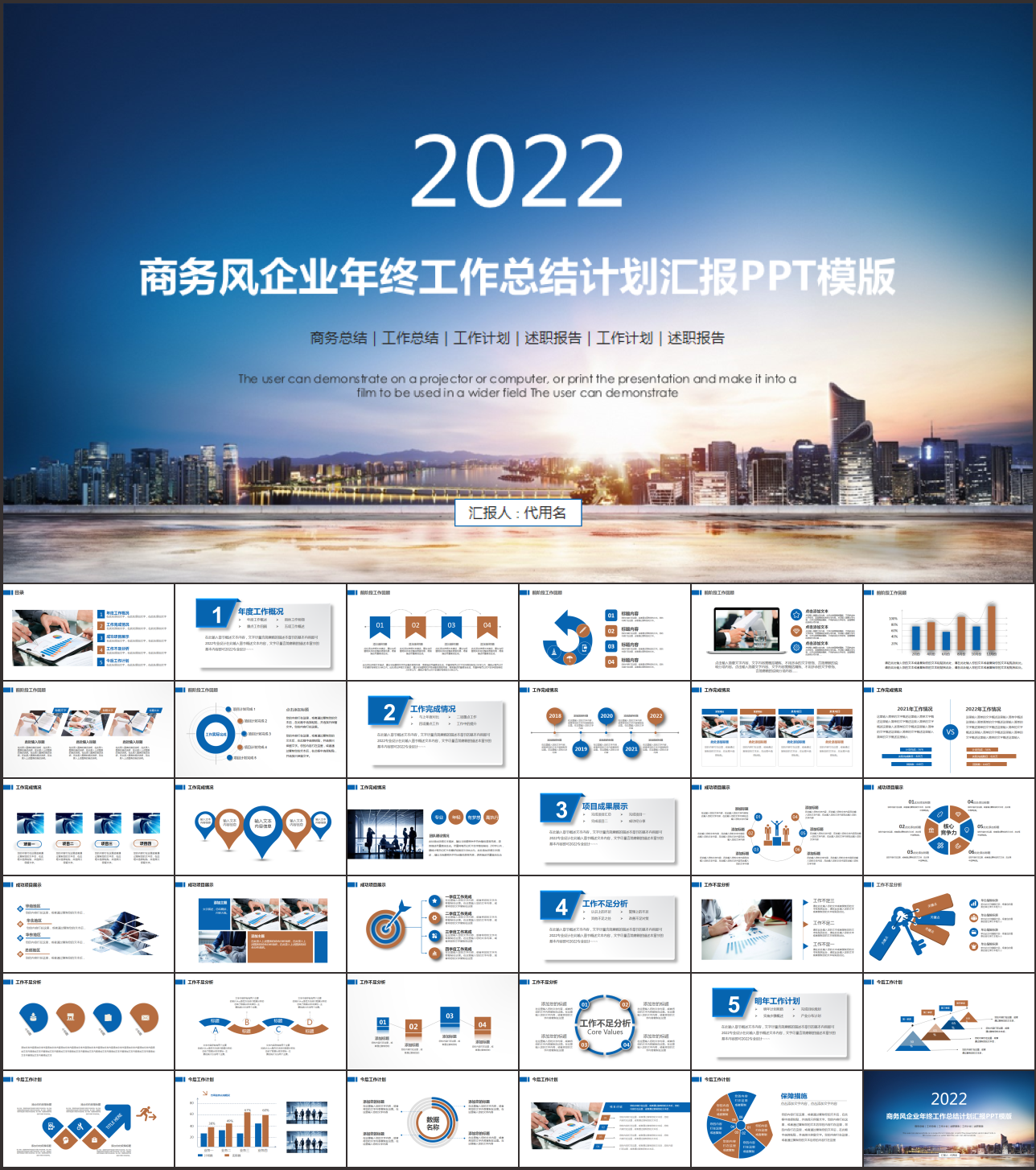 商务风工作总结汇报PPT