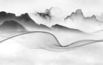爆款灰色山水背景 TIF分层