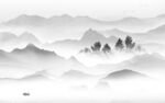 新品大气灰山水画 tif分层