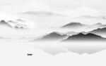 中国风大气灰山水画 tif分层