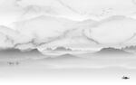 高清大气灰山水画 tif分层