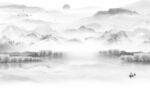 背景墙中式灰色山水 tif分层
