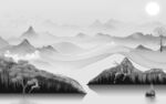 高端意境灰色山水 tif分层