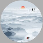 圆形山水画