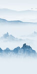 蓝色山水玄关画 TIF分层图