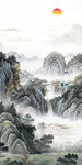 无框画玄关山水 TIF 分层画