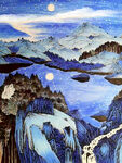 山水画水墨画复古画