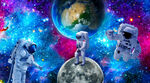 宇航员作业星空背景墙