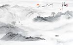 新中式山水背景墙图片