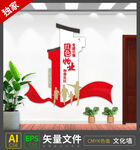 竖版红色物业党建文化墙标语