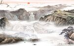 中国风客厅山水图 TIF分层画