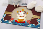 轻奢线条招财猫地垫脚垫