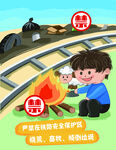 铁路漫画安全保护区内严禁烧荒