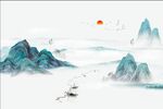 水墨山水情中式背景墙