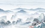 新中式山水背景墙