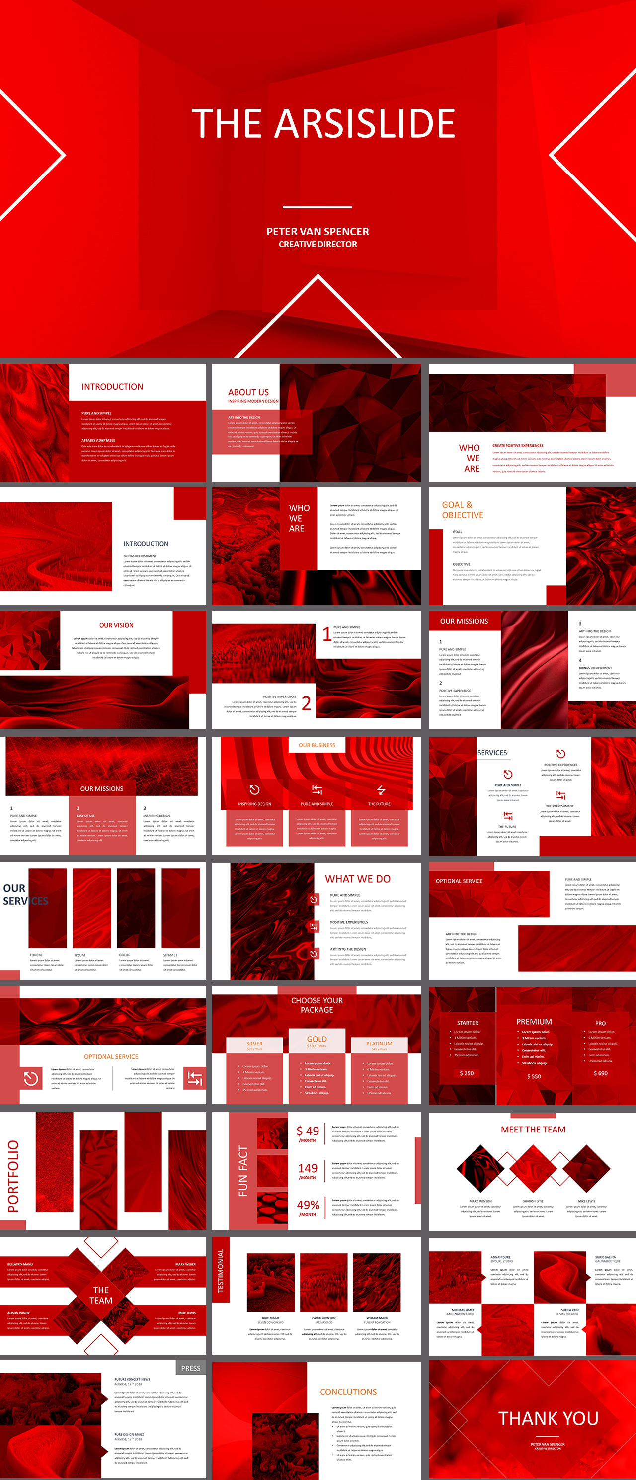 红色欧美商务PPT