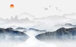 新中式山水背景墙