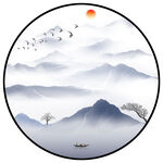 中式意境水墨山水画