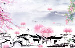 江南水乡水墨画