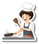 卡通厨师做饭烹饪