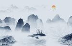 水墨现代客厅山水 tif文件